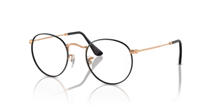 Ray Ban RB3447 V Round- Black on Rose gold