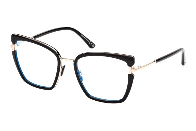 Tom Ford 5984B Woman’s Cat Eye Opticals - Black/Gold (size 54-19)