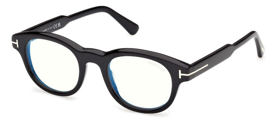 Tom Ford 6121 B Men’s Round Opticals -Shiny Black (size 47-21)