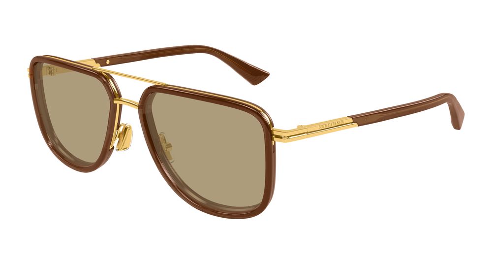 Bottega Veneta BV1463S-003 Mens PILOT/NAVIGATOR Sunglasses - Gold