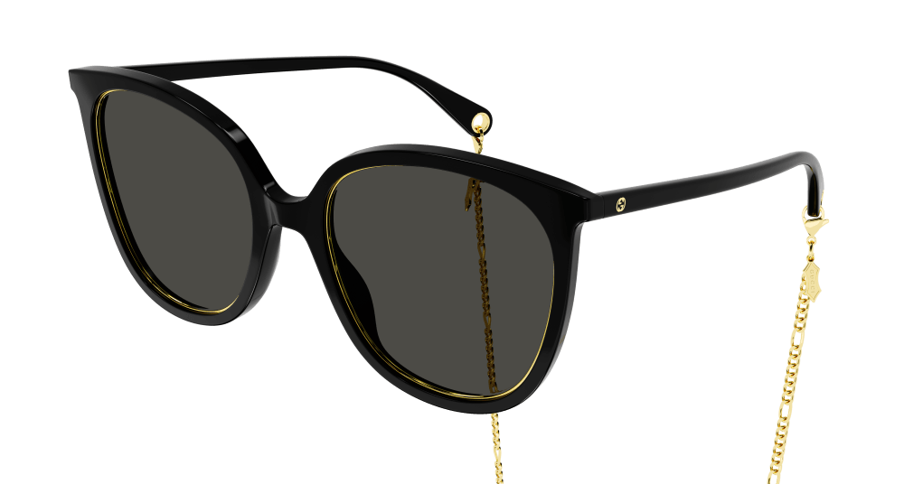 Multi-brand GG1076S-001 Womens ROUND/OVAL/PANTHOS Sunglasses - Black