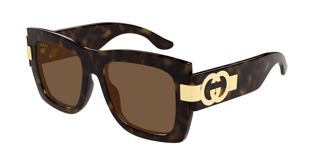 Gucci GG1688S-002 Womens RECTANGULAR / SQUARED Sunglasses - Havana